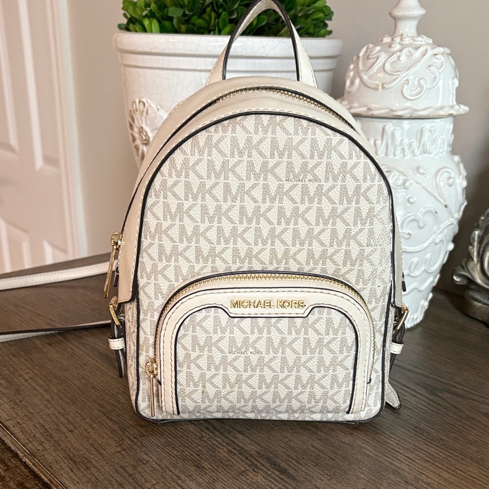 MICHAEL Michael Kors Lt Cream Logo Convertible Backpack